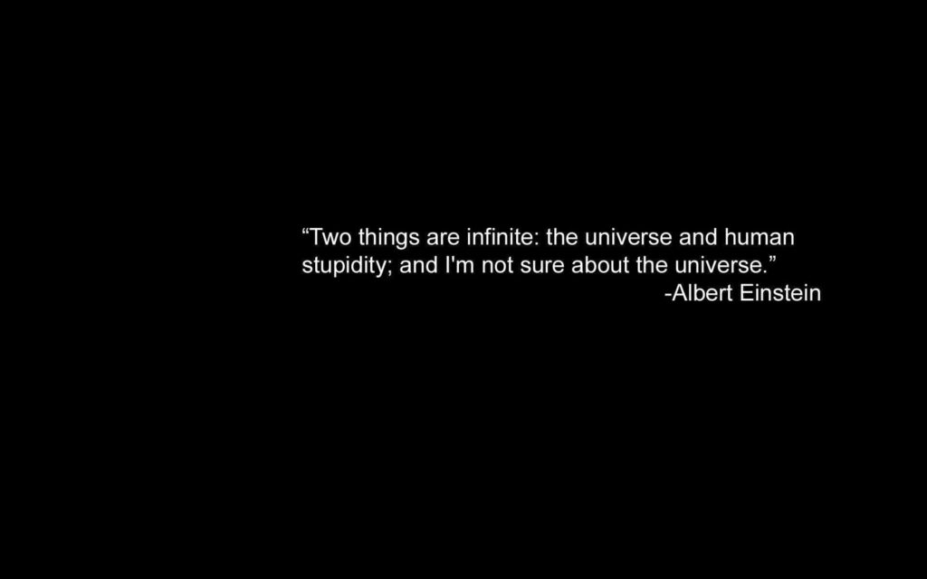 Minimalist Black & White Wallpaper: Einstein Quote on Universe