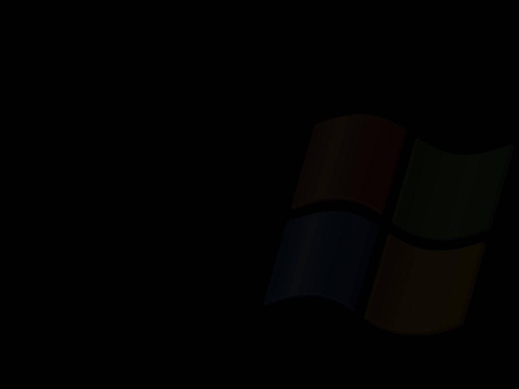 Minimalist black Windows wallpaper with subtle shadowed logo perfect for dark mode desktops