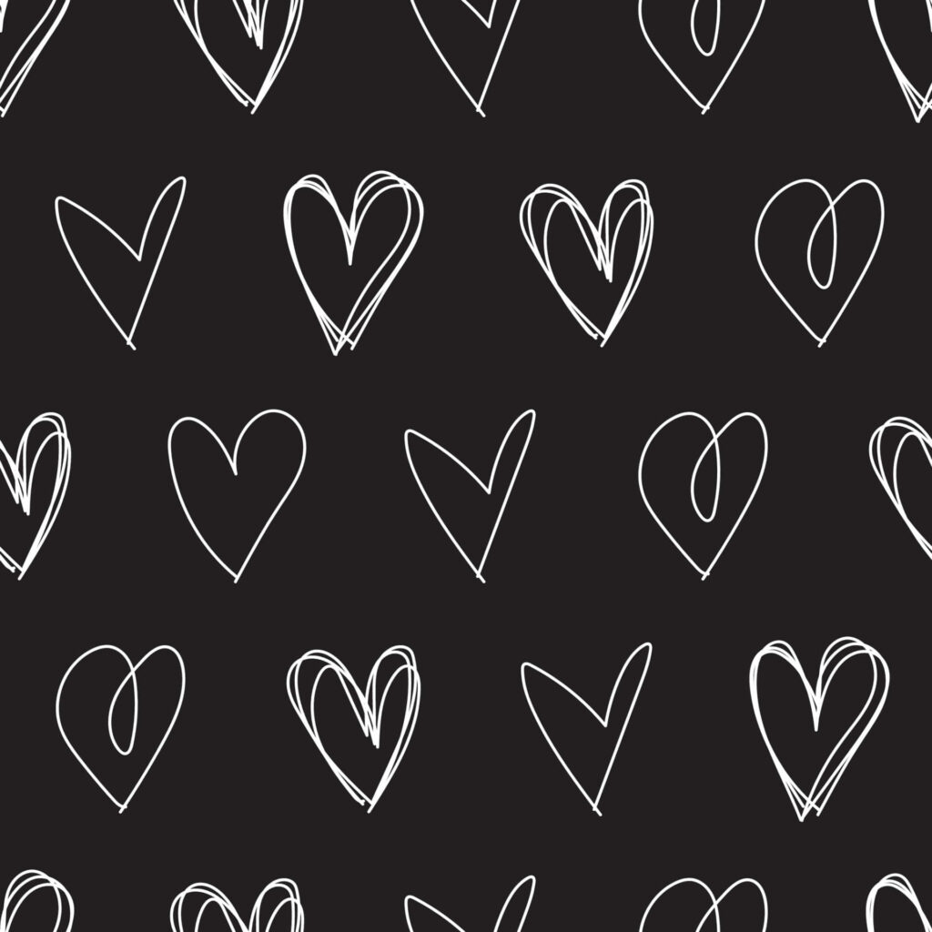 Minimalist Black and White Heart Outline Wallpaper Background