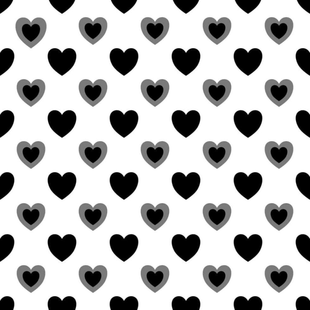 Modern Black and White Heart Pattern Wallpaper Design