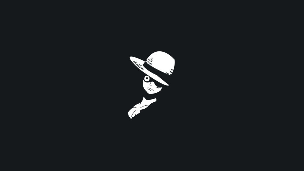 Minimalist Black and White Luffy Wallpaper - Bold Anime Design
