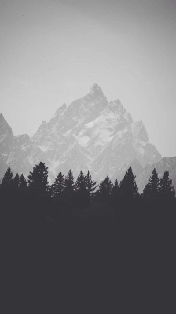 Minimalist Black and White Mountain Landscape Wallpaper Background