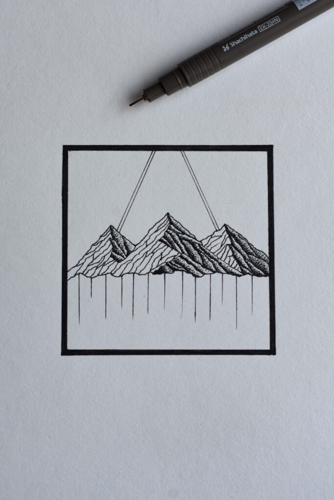 Minimalist Black and White Mountain Wallpaper - Geometric Art Design