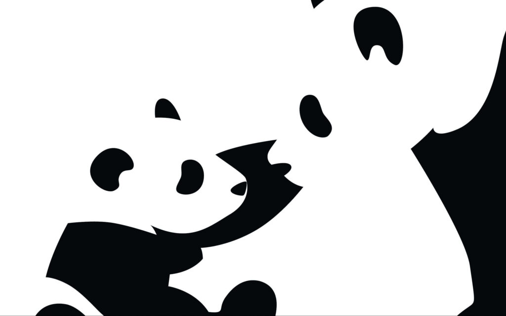 Minimalistic Black and White Panda Wallpaper - Charming Design