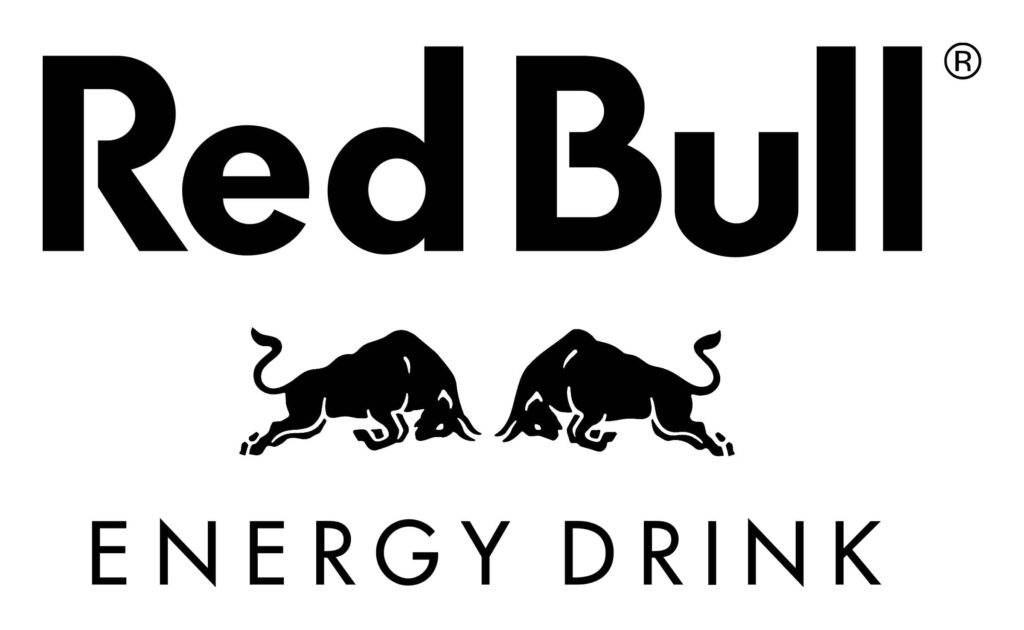 Minimalist Black & White Red Bull Logo Wallpaper Design