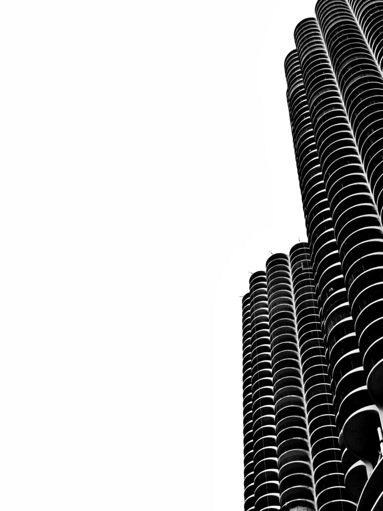 Modern Black and White Skyscraper Wallpaper - Minimalist Design