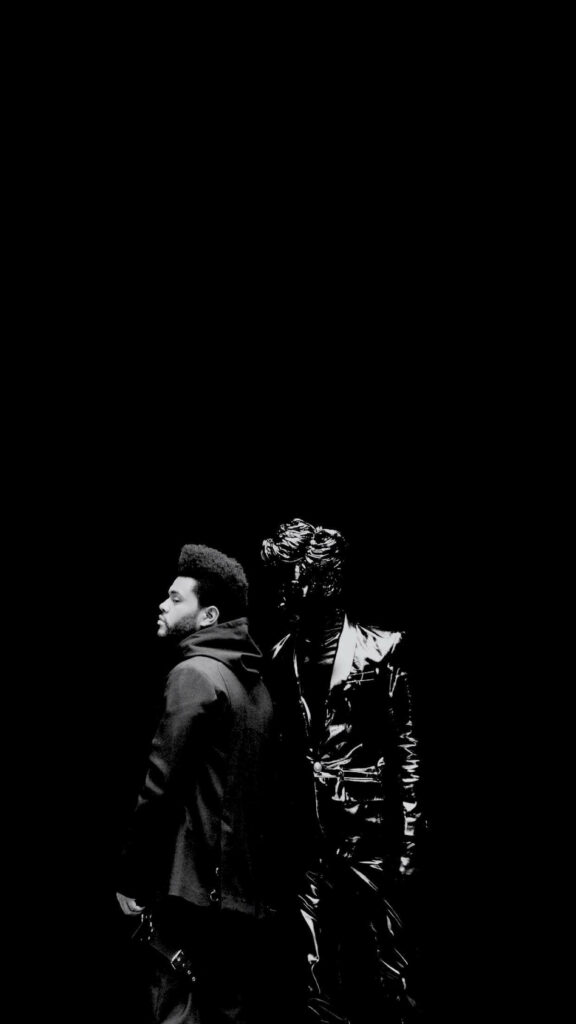 Minimalist Black-and-White Wallpaper of Gesaffelstein & The Weeknd