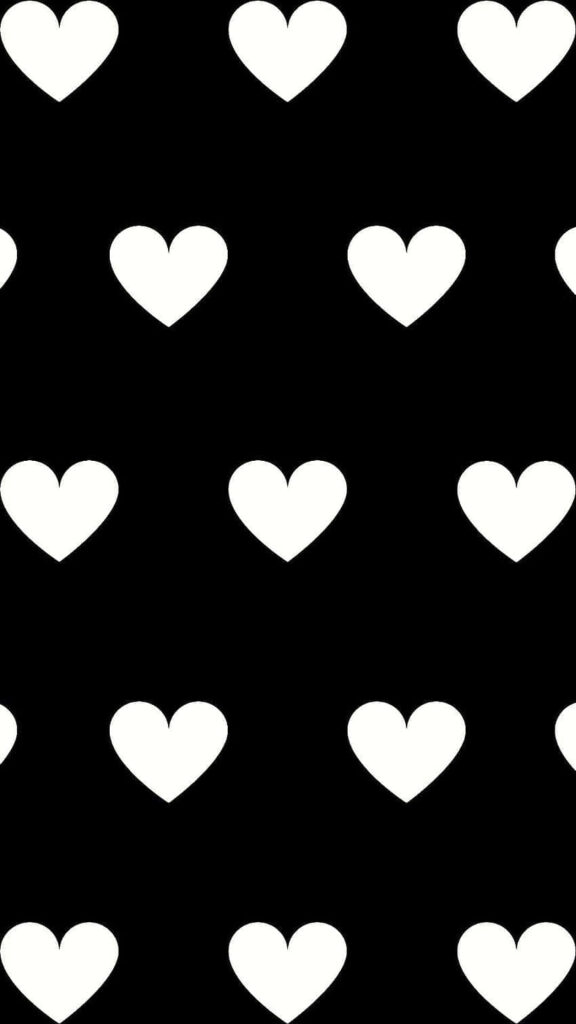 Stylish Black and White Heart Pattern Wallpaper Background