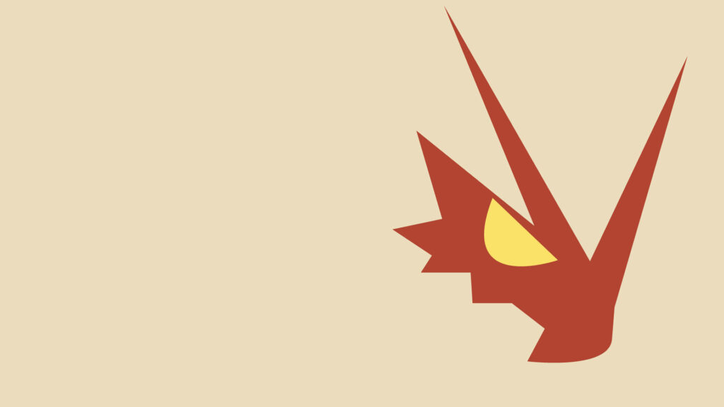 Minimalist Blaziken face wallpaper with bold geometric shapes and vibrant red yellow tones