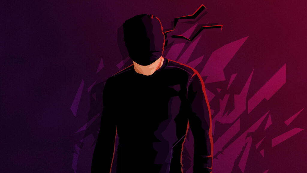 Minimalist Black & Red Daredevil Wallpaper: Dark Geometric Design