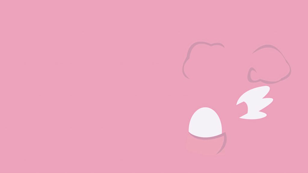 Minimalist Blissey wallpaper with wing and egg outline on soft pink background Pokémon design