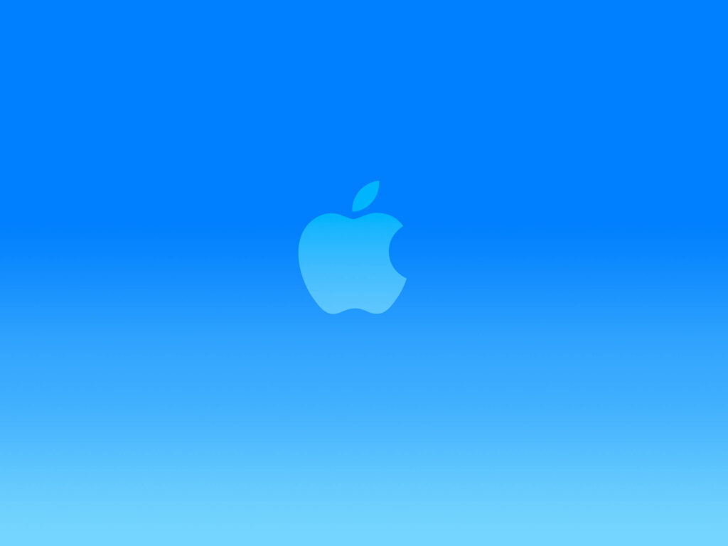 Minimalist Blue Apple Logo Wallpaper on Gradient Background