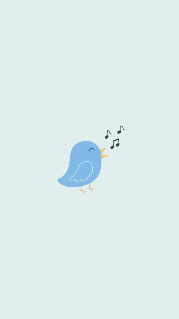 Charming Blue Bird Wallpaper with Musical Notes in Pastel Background