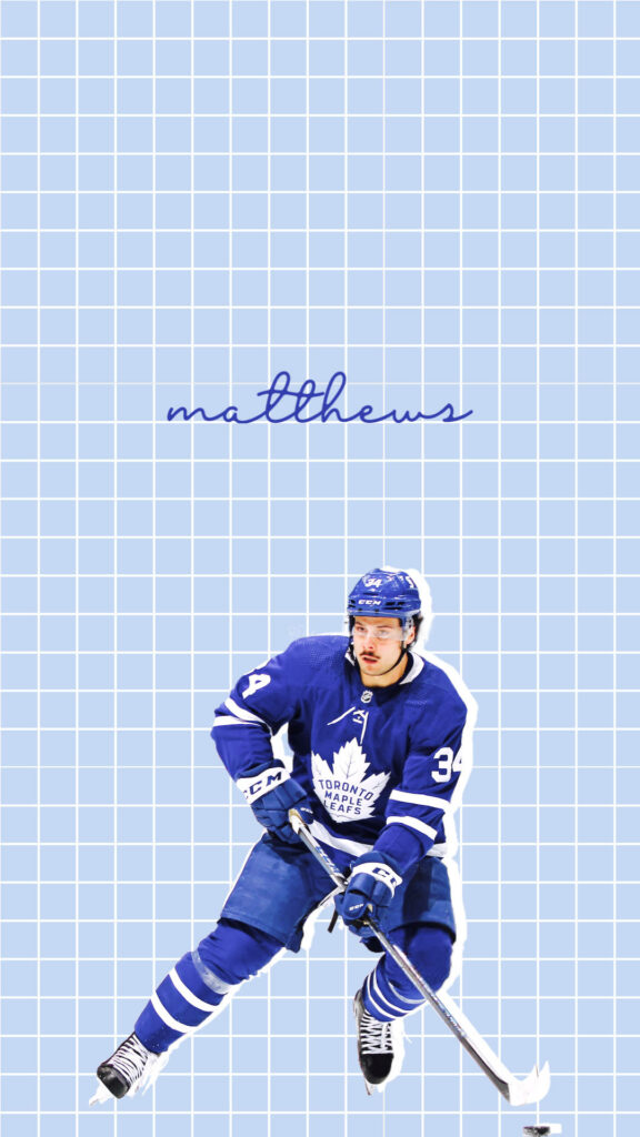 Minimalist Blue Checkered Wallpaper: Auston Matthews Toronto Maple Leafs