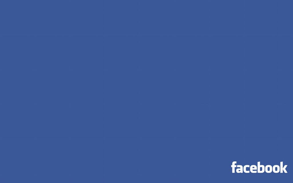 Minimalist Facebook wallpaper with solid blue grid background and white Facebook logo bottom right