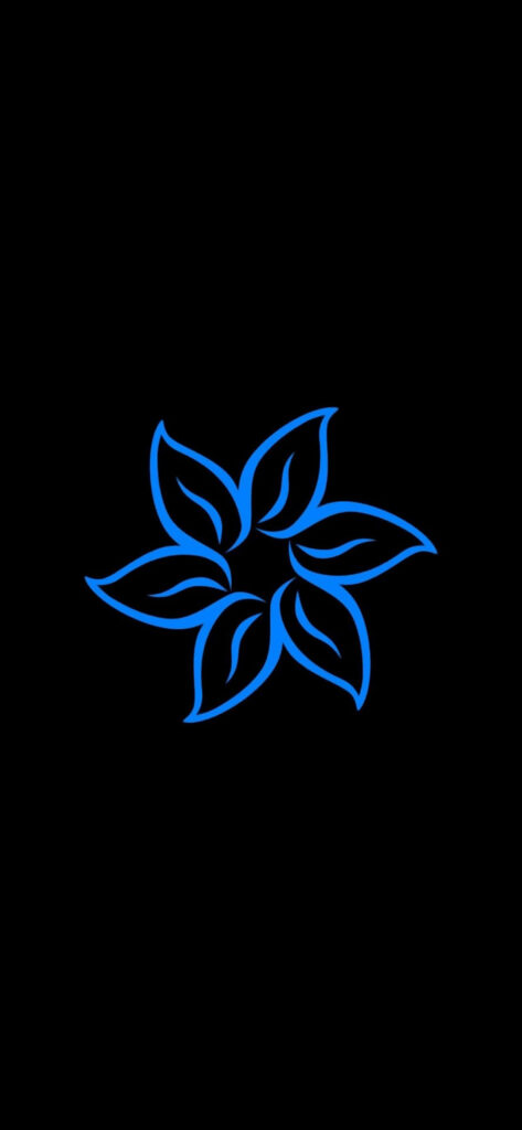 Minimalist Blue Flower Line Art Wallpaper on Black Background