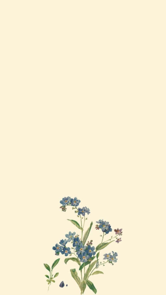 Minimalist Blue Flower Wallpaper on Soft Beige Background