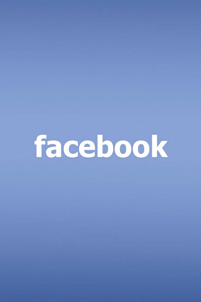 Minimalist Facebook wallpaper with smooth blue gradient background and centered white logo