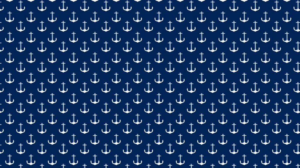 Blue wallpaper with white nautical anchors seamless pattern on deep navy background