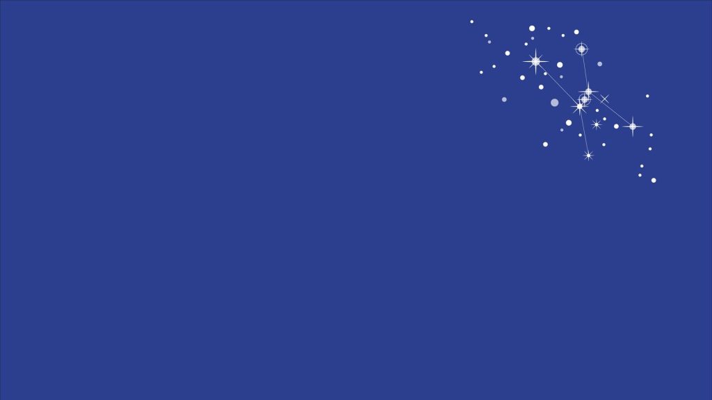 Minimalist deep blue wallpaper with clustered white sparkle stars constellation top right corner