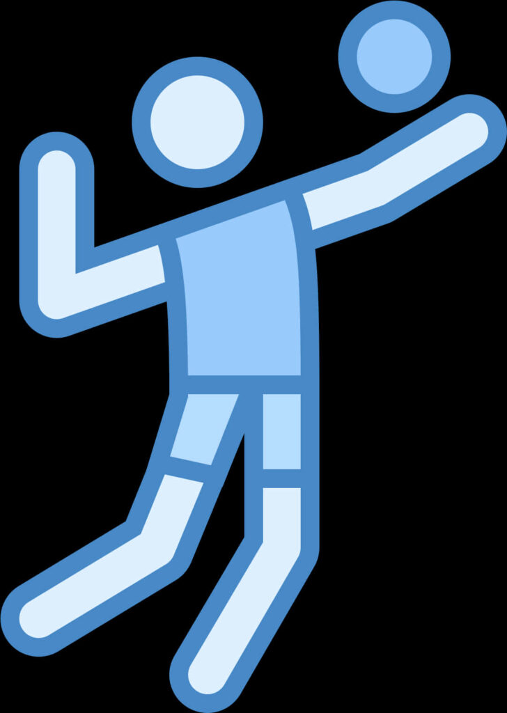Minimalist Blue Volleyball Player Icon for Sports Wallpapers