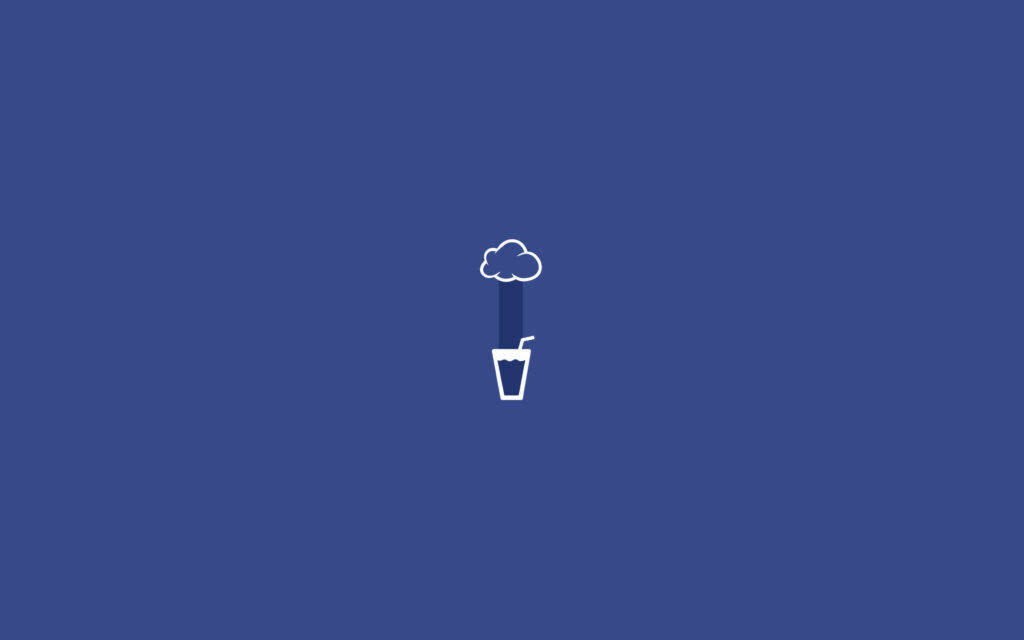 Whimsical Blue Wallpaper: Cloud, Cup & Straw Minimalist Design