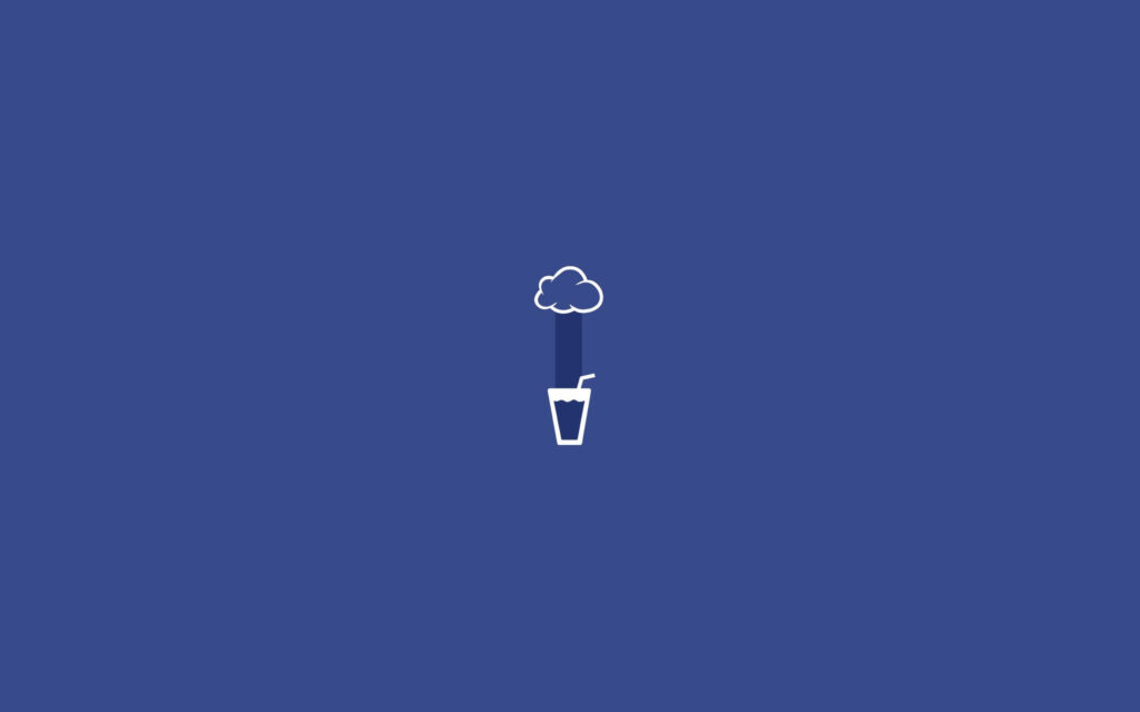 Minimalist Blue Wallpaper: Cloud & Drink Cup Icon Design