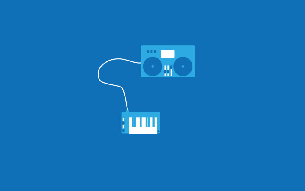 Minimalistic Blue Wallpaper: Piano Keyboard & Music Controller Art