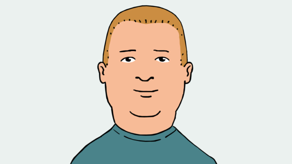 Minimalist Bobby Hill face art wallpaper with iconic expression from animated series background