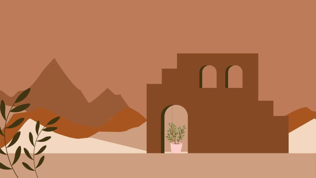 Minimalist Boho Desert Wallpaper with Earthy Tones & Geometric Design