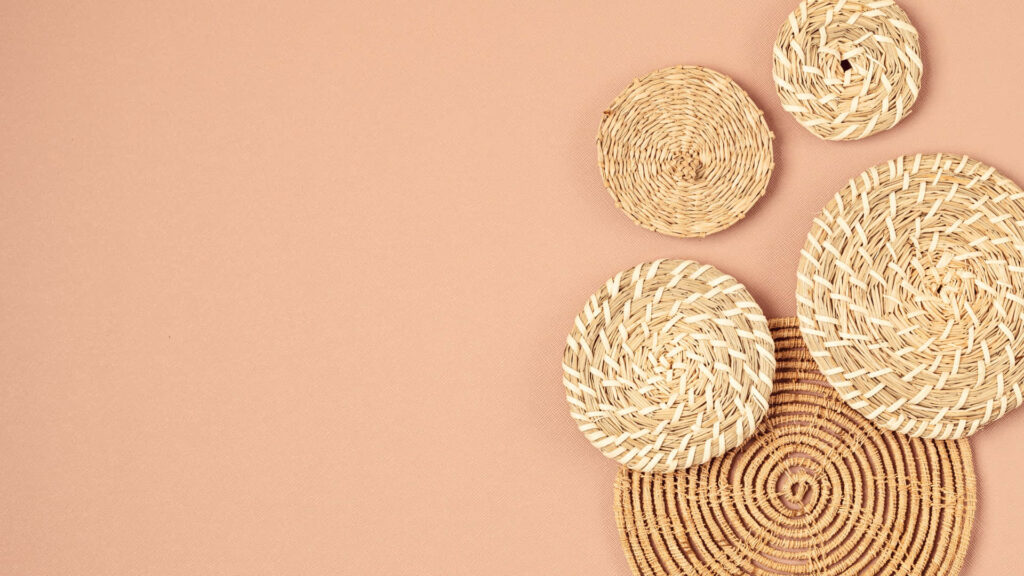 Minimalist Boho Wallpaper: Cozy Woven Decor on Soft Neutral Background