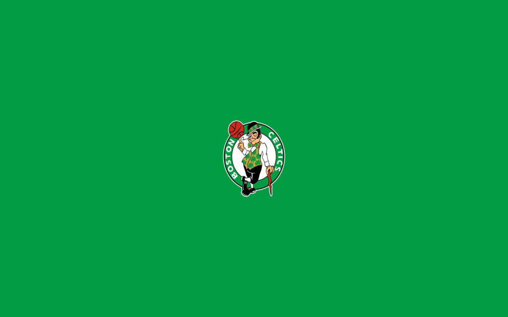 Minimalist Boston Celtics logo on green background NBA wallpaper for classic fan style