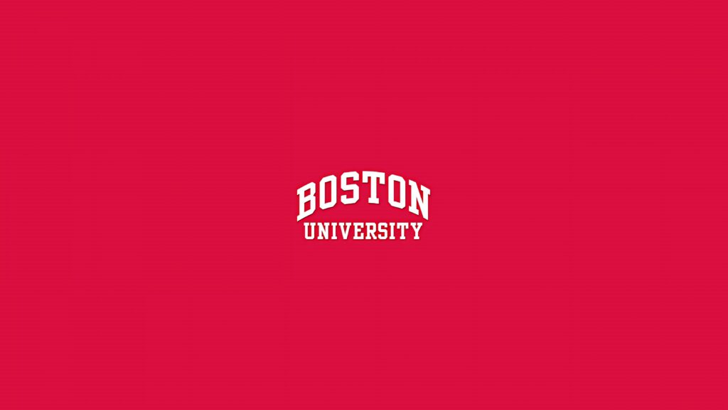 Minimalist Boston University logo wallpaper with bold white collegiate font on red background