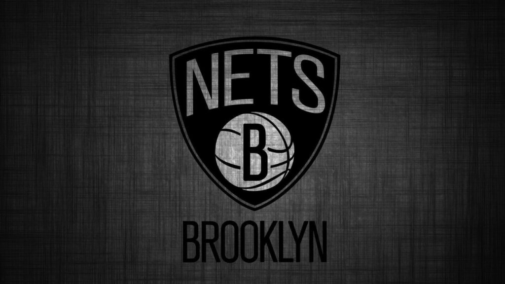 Brooklyn Nets logo wallpaper black and white basketball shield minimalist stylish background