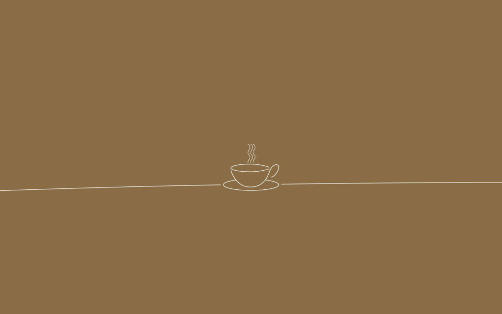 Minimalist Brown Wallpaper with Coffee Cup Line Drawing