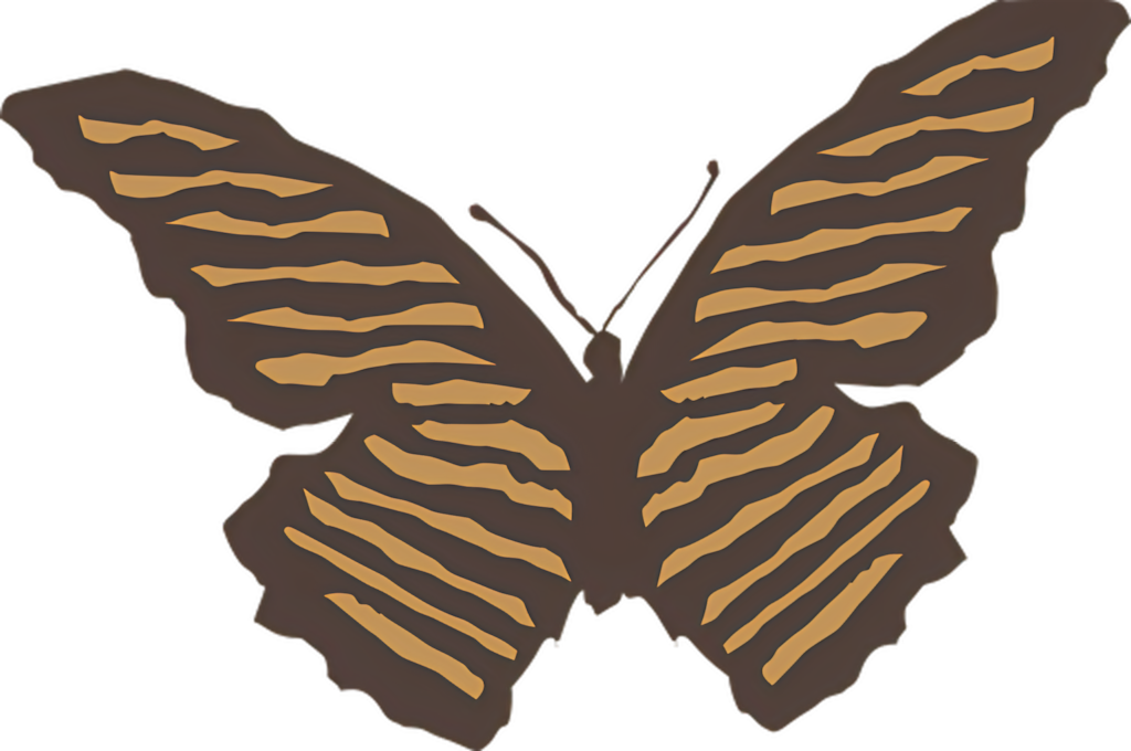 Minimalist Brown Butterfly Wallpaper: Artistic Striped Design