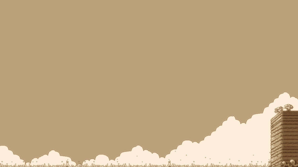 Minimalist Brown Wallpaper with Pixel Art Clouds & Serenity