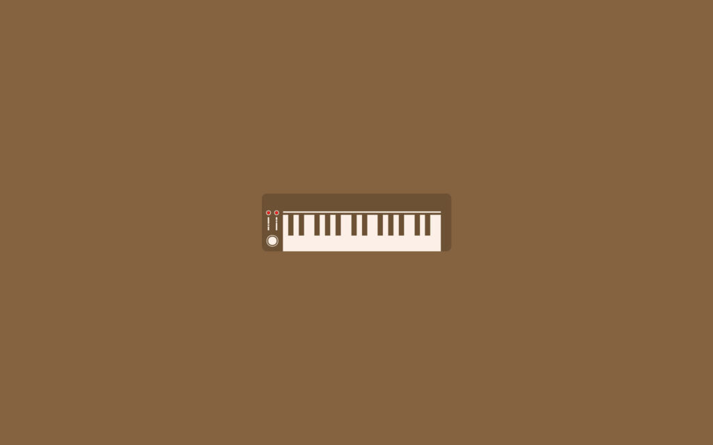 Minimalist Brown Wallpaper with Digital Piano Keyboard Design