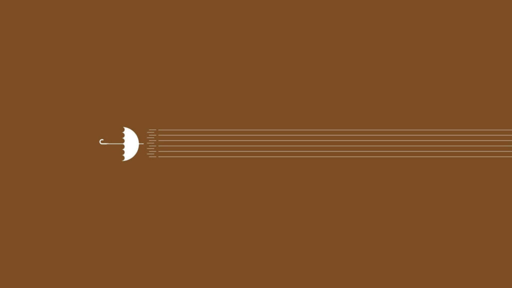 Minimalist Brown Wallpaper with Inversed Umbrella Design