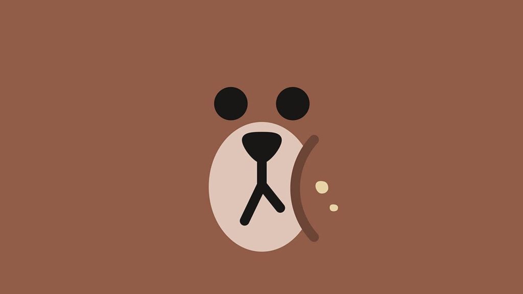 Minimalist digital illustration of Brown from LINE FRIENDS in monochromatic brown flat design wallpaper