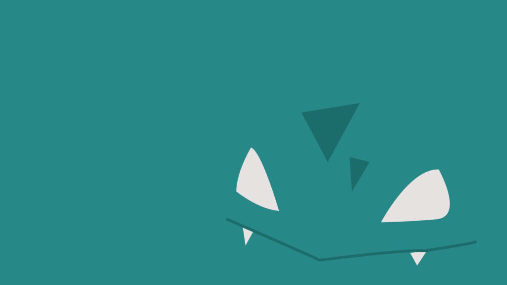 Minimalist Bulbasaur Wallpaper with Teal Background & Geometric Shapes