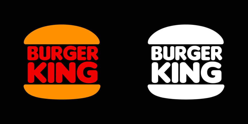 Burger King minimalist wallpaper with two stylized burgers in classic and black white colors