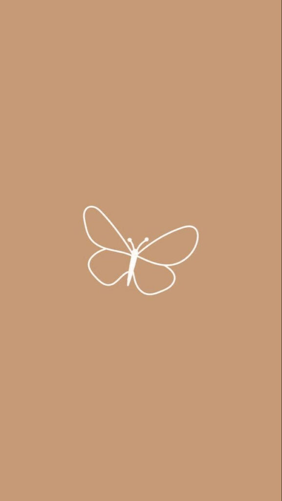 Minimalist Beige Wallpaper: Simple Line-Drawn Butterfly Design