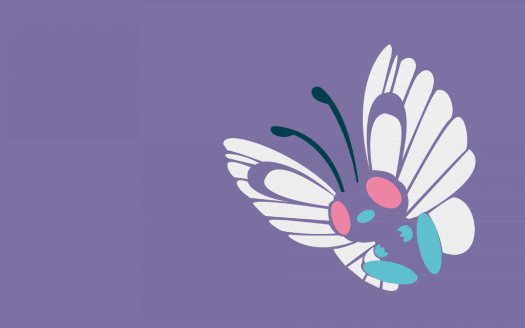 Minimalist Butterfree HD Wallpaper on Purple Background
