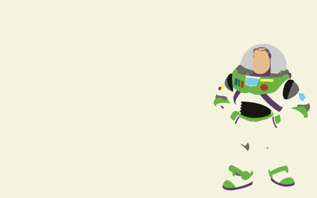 Minimalist Buzz Lightyear vector art wallpaper in white and green spacesuit on cream background