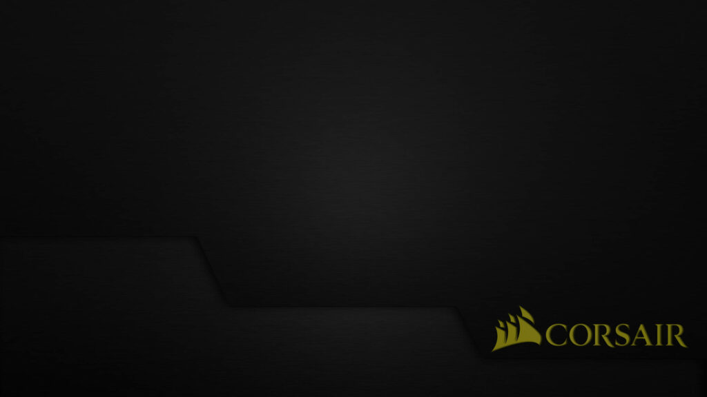 CORSAIR wallpaper with dark textured background geometric layers and yellow logo tech design