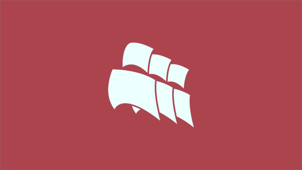 Minimalist CORSAIR wallpaper with white sail logo on muted red background for gaming tech fans