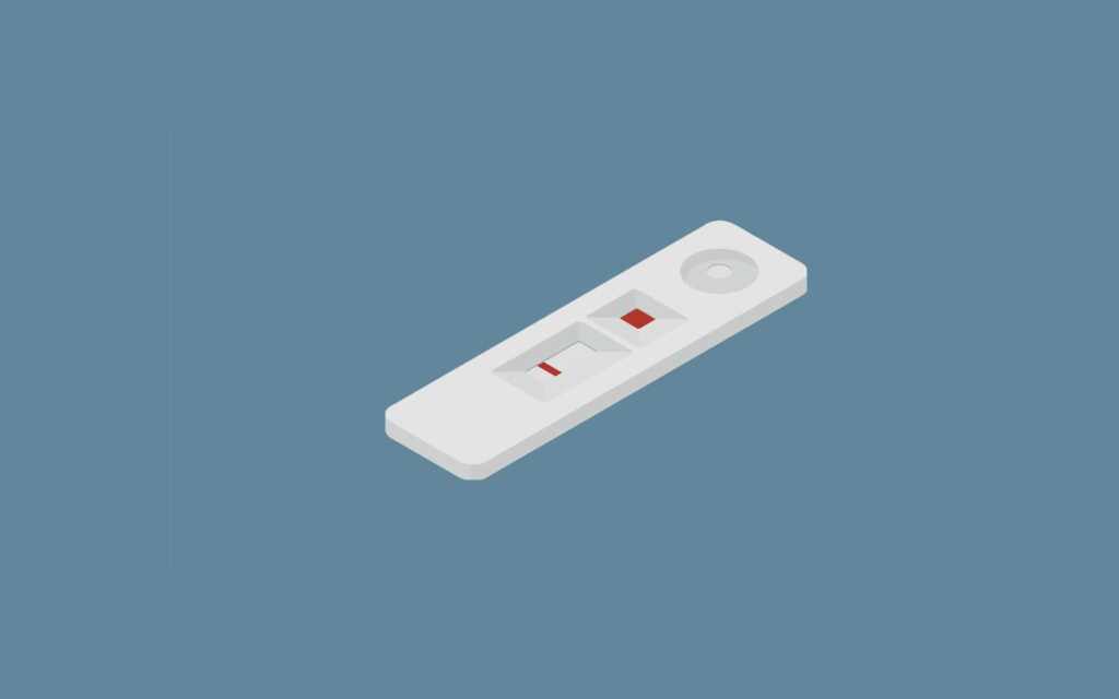 Minimalist COVID-19 Test Kit Wallpaper on Clean Blue Background