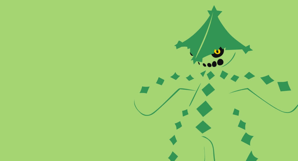 Minimalist Cacturne Wallpaper on Light Green Background