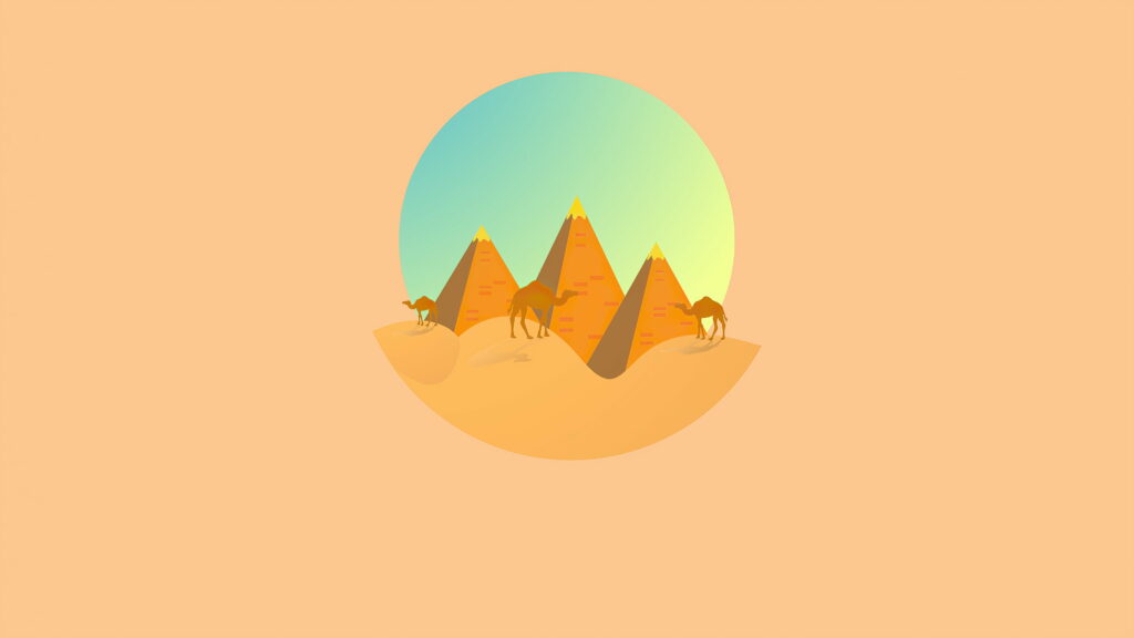 Camel Silhouette: A Minimalist Artist's Digital Artwork in the Desert Wallpaper